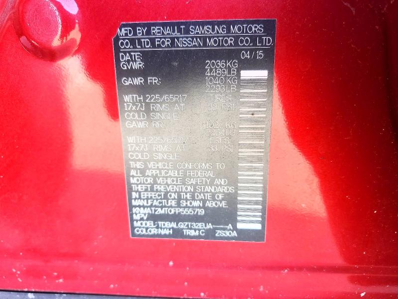 61895616 :رقم المزاد ، KNMAT2MT0FP555719 vin ، 2015 Nissan Rogue مزاد بيع