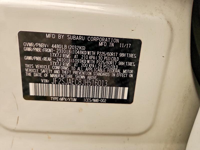 Aukcja sprzedaży 2018 Subaru Forester, vin: JF2SJAEC8JH516013, numer aukcji: 61125476