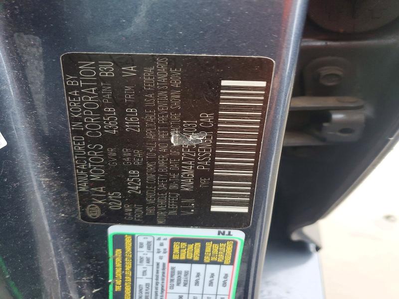 59787486 :رقم المزاد ، KNAGM4A72F5614031 vin ، 2015 Kia Optima مزاد بيع