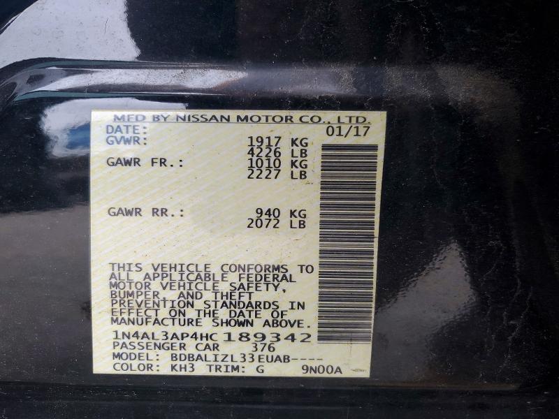 60261126 :رقم المزاد ، 1N4AL3AP4HC189342 vin ، 2017 Nissan Altima مزاد بيع