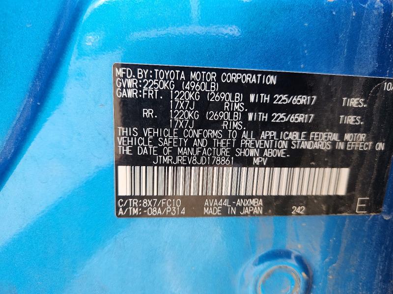 59902626 :رقم المزاد ، JTMRJREV8JD178861 vin ، 2018 Toyota Rav4 Hybrid مزاد بيع