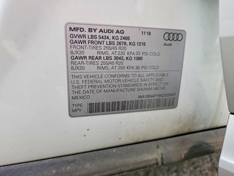Aukcja sprzedaży 2019 Audi Q5, vin: WA1BNAFY5K2020307, numer aukcji: 61694736