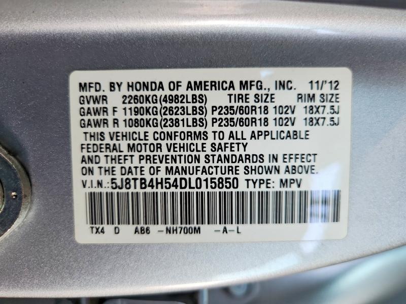61617246 :رقم المزاد ، 5J8TB4H54DL015850 vin ، 2013 Acura Rdx مزاد بيع