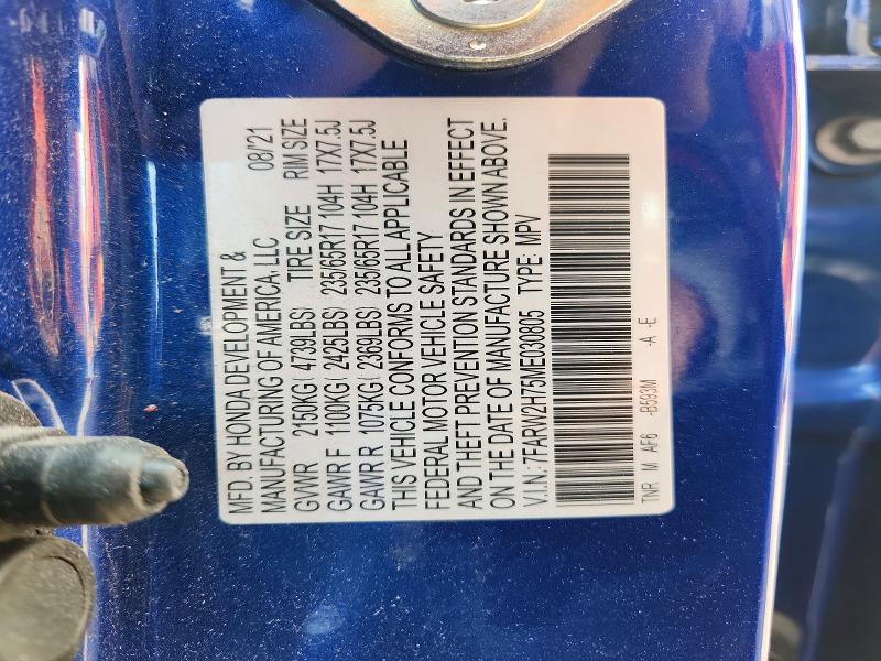 Aukcja sprzedaży 2021 Honda Cr-v, vin: 7FARW2H75ME030805, numer aukcji: 61038296