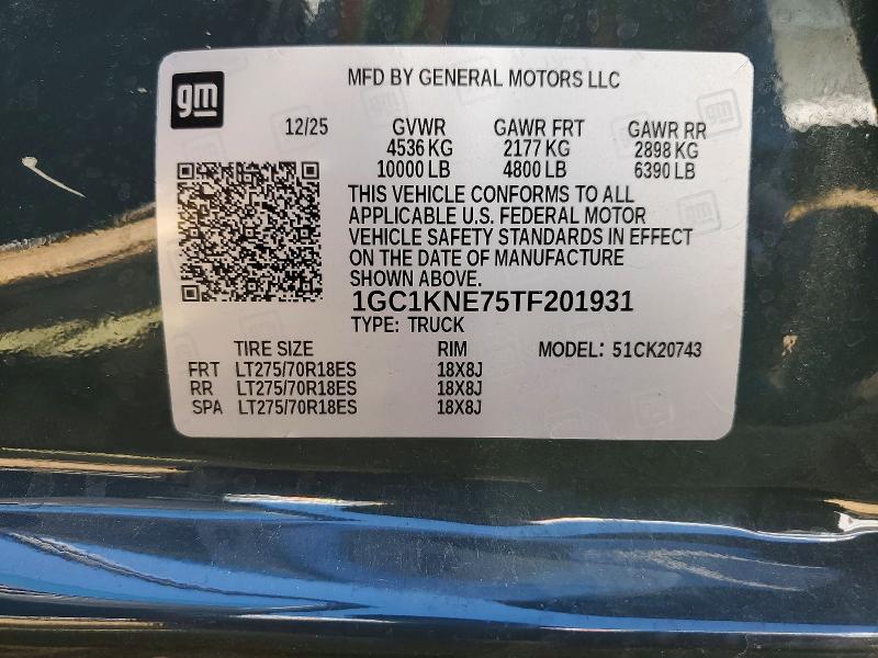 Продажа на аукционе авто 2026 Chevrolet Silverado, vin: 1GC1KNE75TF201931, номер лота: 60020386