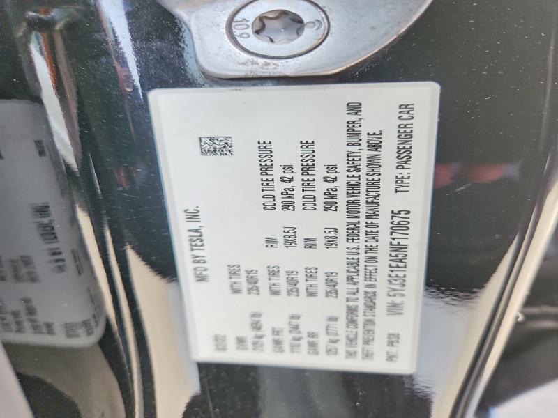 Aukcja sprzedaży 2022 Tesla Model 3, vin: 5YJ3E1EA5NF170675, numer aukcji: 59779146