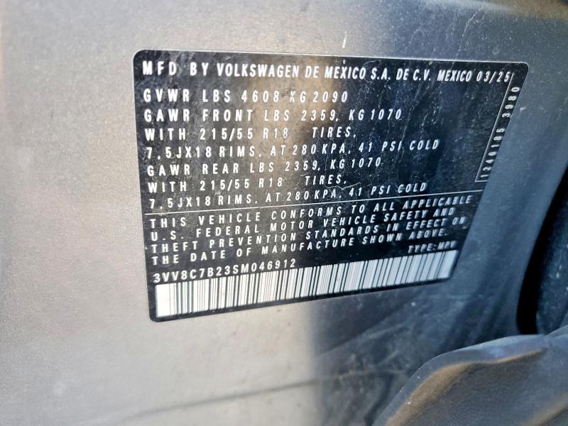 61368206 :رقم المزاد ، 3VV8C7B23SM046912 vin ، 2025 Volkswagen Taos S Fwd مزاد بيع