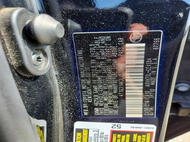 61893286 :رقم المزاد ، 4T1G31AK3LU533447 vin ، 2020 Toyota Camry مزاد بيع