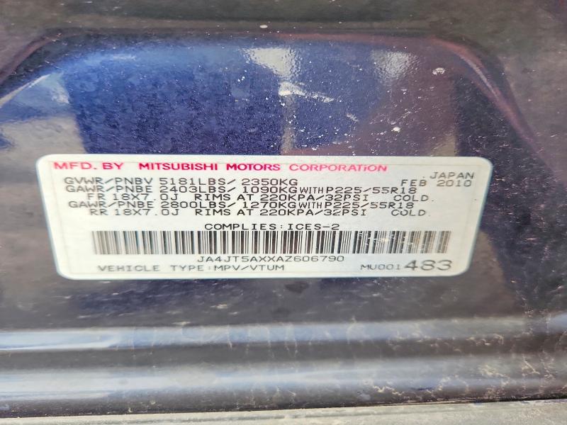 Продажа на аукционе авто 2010 Mitsubishi Outlander, vin: JA4JT5AXXAZ606790, номер лота: 59057376