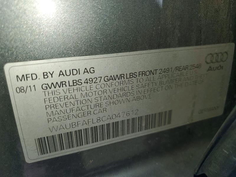 Продаж на аукціоні авто 2012 Audi A4, vin: WAUBFAFL8CA047612, номер лоту: 62637436