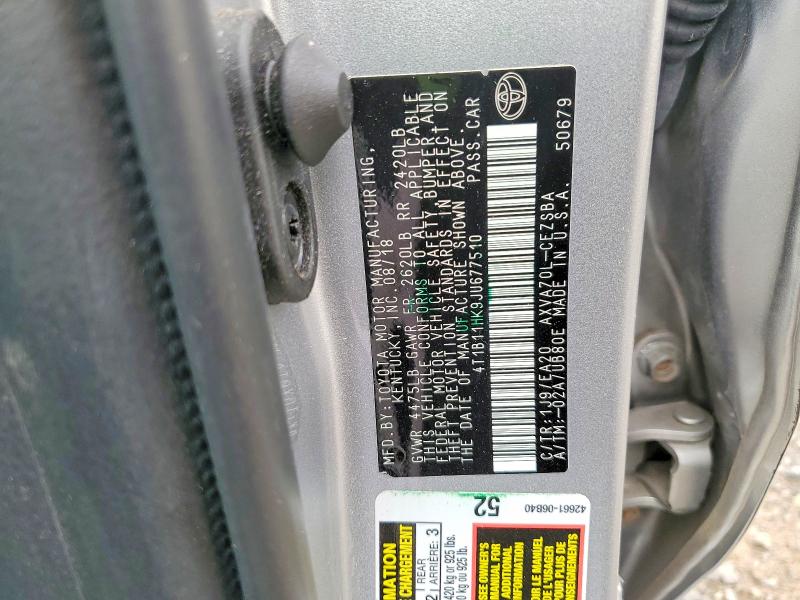 Продаж на аукціоні авто 2018 Toyota Camry, vin: 4T1B11HK9JU677510, номер лоту: 61469936