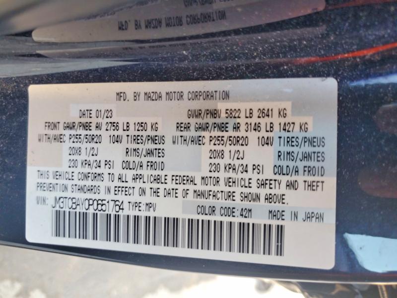 2023 Mazda Cx-9 მანქანა იყიდება აუქციონზე, vin: JM3TCBAY0P0651764, აუქციონის ნომერი: 62795936