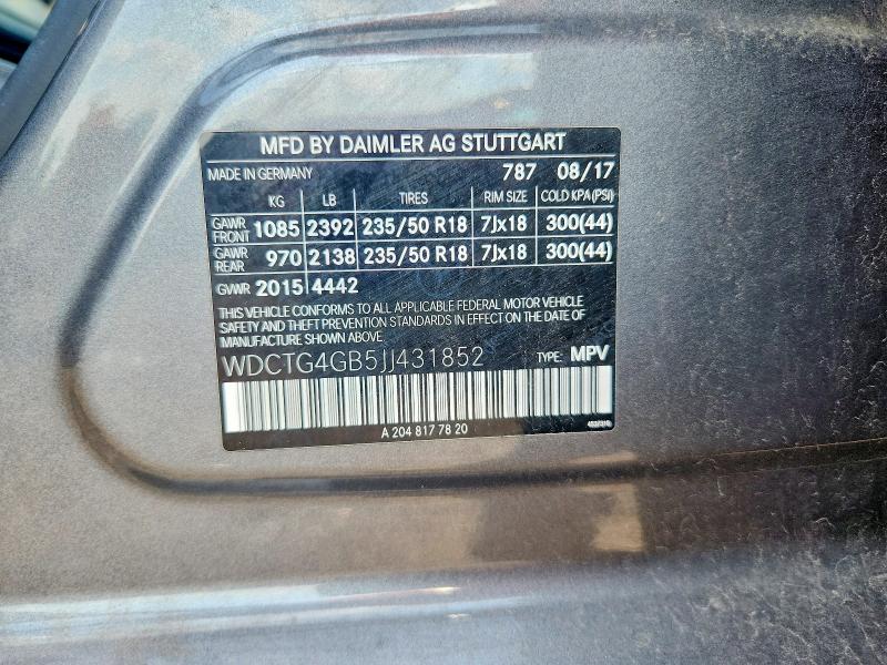 Продажа на аукционе авто 2018 Mercedes-benz Gla, vin: WDCTG4GB5JJ431852, номер лота: 61015666
