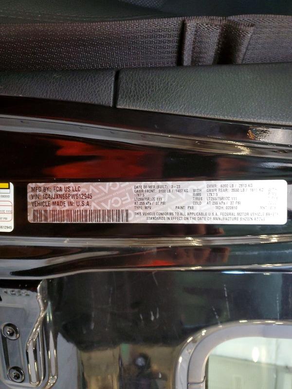 61807536 :رقم المزاد ، 1C4JJXN66PW612945 vin ، 2023 Jeep Wrangler مزاد بيع