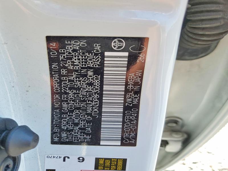 61244066 :رقم المزاد ، JTDKN3DP8F3068802 vin ، 2015 Toyota Prius Plug-in Hybrid مزاد بيع