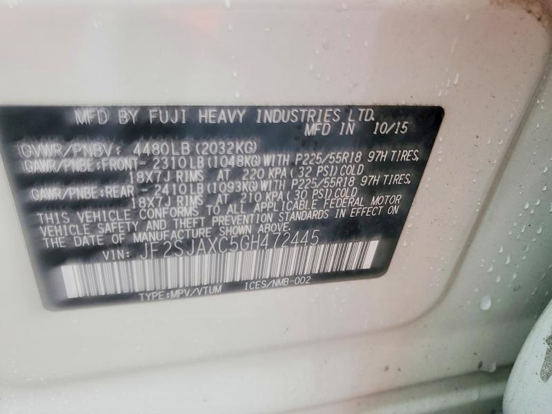 Продаж на аукціоні авто 2016 Subaru Ascent, vin: JF2SJAXC5GH472445, номер лоту: 59845656