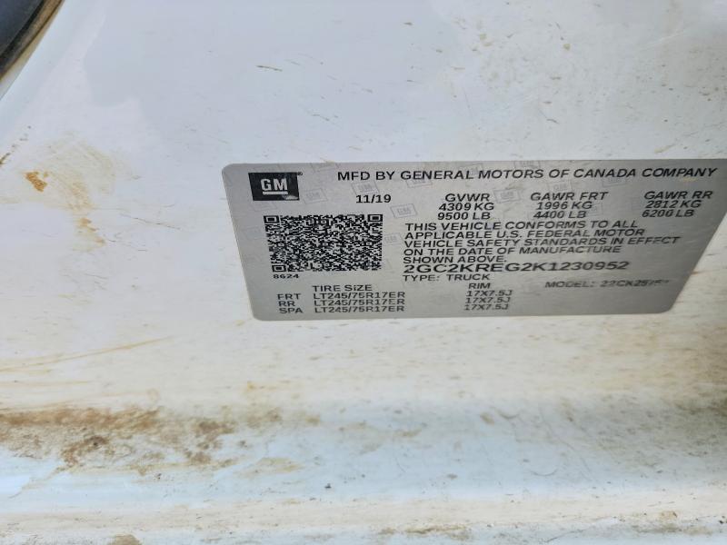 Продаж на аукціоні авто 2019 Chevrolet Silverado, vin: 2GC2KREG2K1230952, номер лоту: 60305426