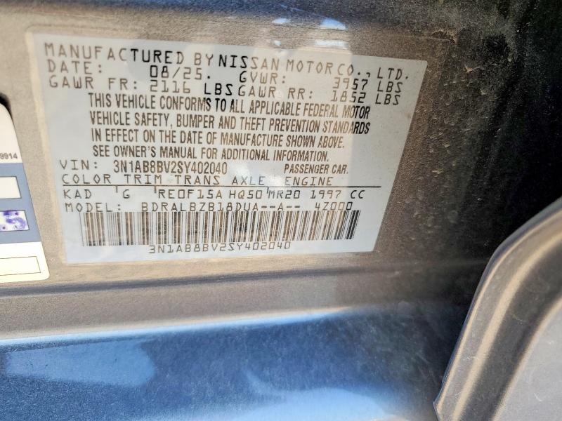 59956356 :رقم المزاد ، 3N1AB8BV2SY402040 vin ، 2025 Nissan Sentra مزاد بيع