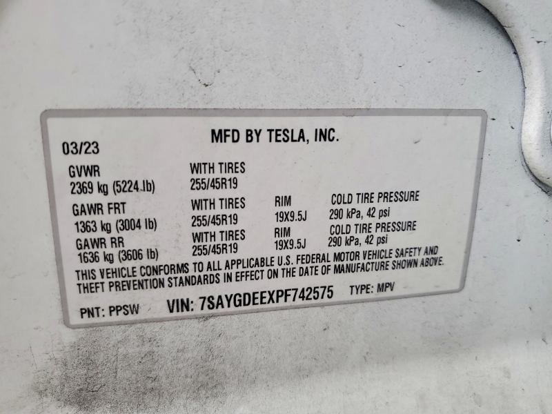 Продажа на аукционе авто 2023 Tesla Model  Y, vin: 7SAYGDEEXPF742575, номер лота: 59105136
