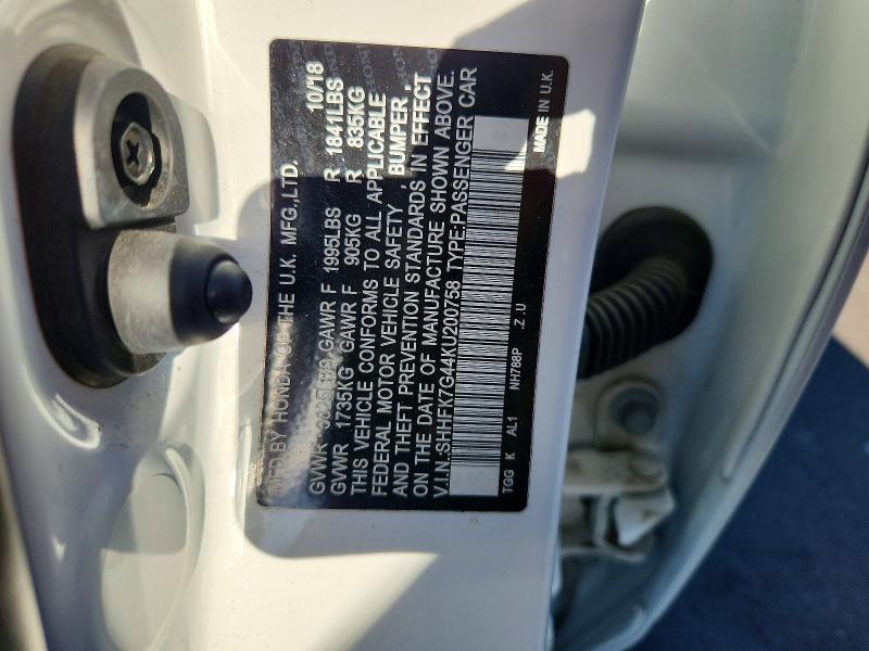 60659396 :رقم المزاد ، SHHFK7G44KU200758 vin ، 2019 Honda Civic مزاد بيع