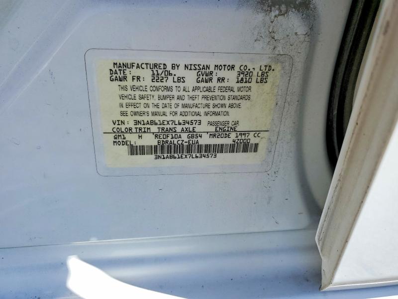 Aukcja sprzedaży 2007 Nissan Sentra, vin: 3N1AB61EX7L634573, numer aukcji: 63169406