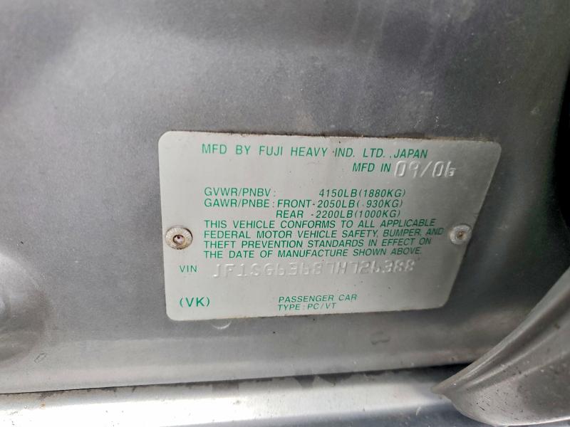 Aukcja sprzedaży 2007 Subaru Forester, vin: JF1SG63687H726388, numer aukcji: 60931816