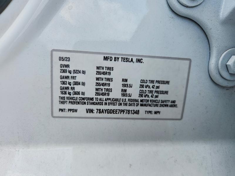 Продажа на аукционе авто 2023 Tesla Model Y, vin: 7SAYGDEE7PF781348, номер лота: 59217086