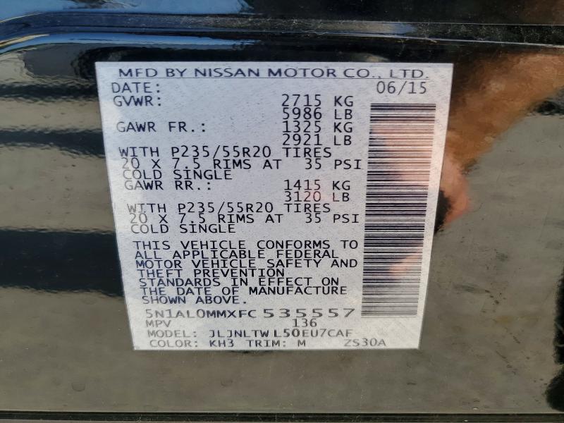 Продажа на аукционе авто 2015 Infiniti Qx60, vin: 5N1AL0MMXFC535557, номер лота: 63021176