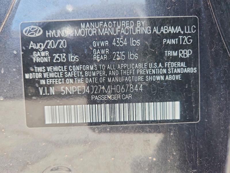 Продаж на аукціоні авто 2021 Hyundai Sonata, vin: 5NPEJ4J27MH067844, номер лоту: 59169686