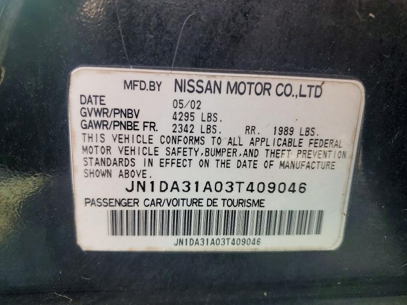 Aukcja sprzedaży 2003 Nissan Maxima, vin: JN1DA31A03T409046, numer aukcji: 56481306