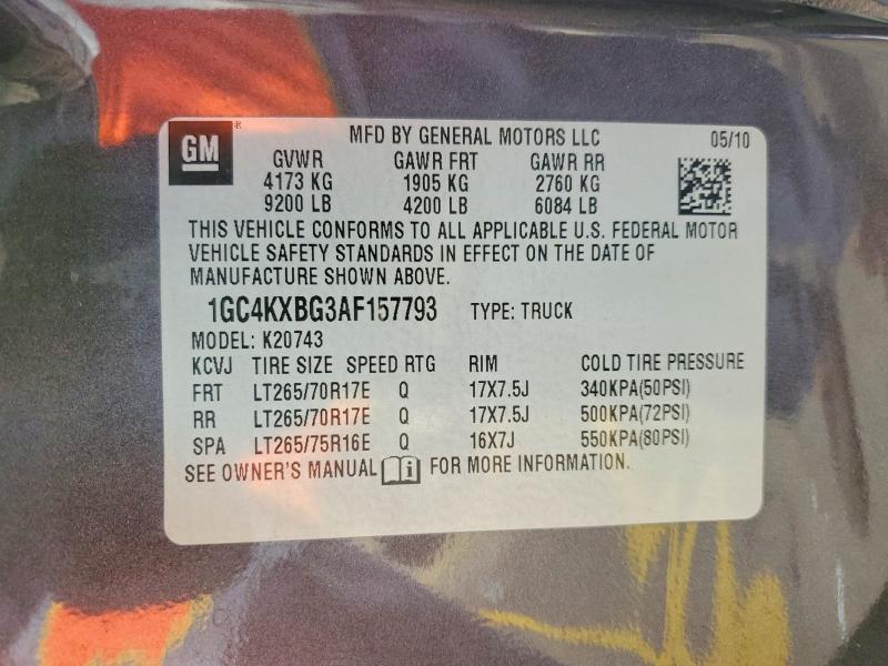 Продаж на аукціоні авто 2010 Chevrolet Silverado, vin: 1GC4KXBG3AF157793, номер лоту: 60947136