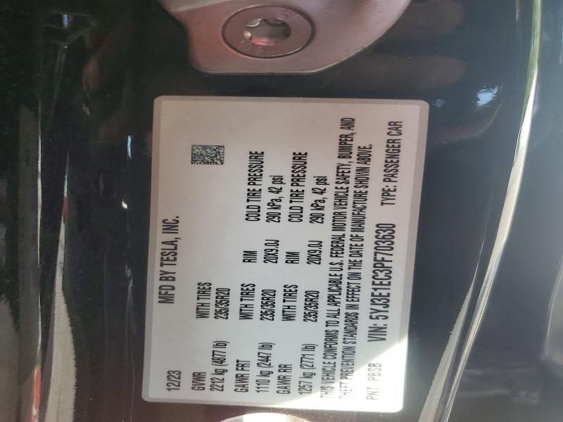 Aukcja sprzedaży 2023 Tesla Model 3, vin: 5YJ3E1EC3PF703630, numer aukcji: 62164216