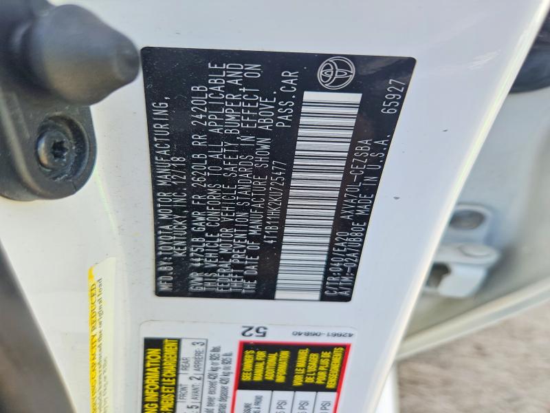 2019 Toyota Camry მანქანა იყიდება აუქციონზე, vin: 4T1B11HK2KU725477, აუქციონის ნომერი: 59907216