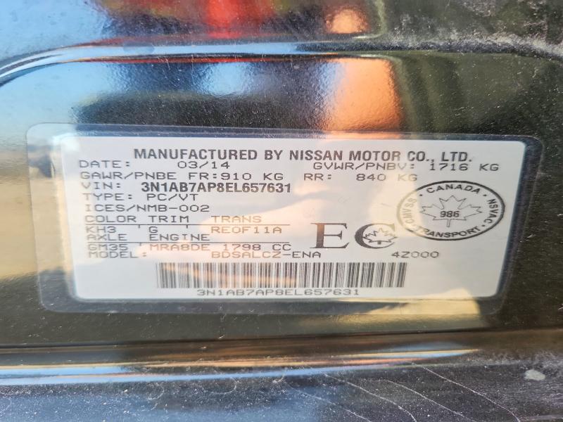 Продажа на аукционе авто 2014 Nissan Sentra, vin: 3N1AB7AP8EL657631, номер лота: 85770935