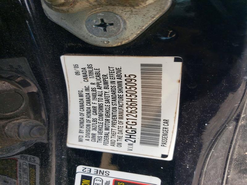 Aukcja sprzedaży 2006 Honda Civic, vin: 2HGFG12636H505095, numer aukcji: 61309356