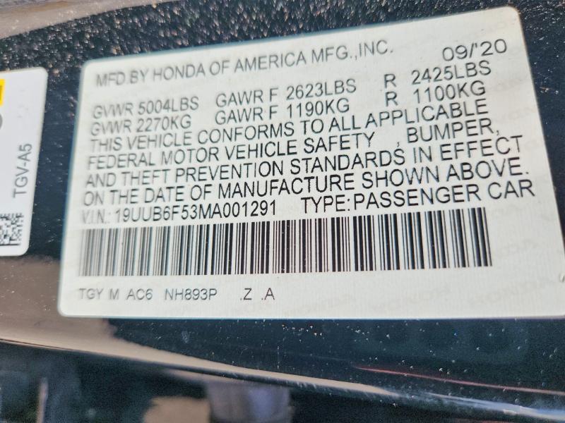 60377986 :رقم المزاد ، 19UUB6F53MA001291 vin ، 2021 Acura Tlx مزاد بيع