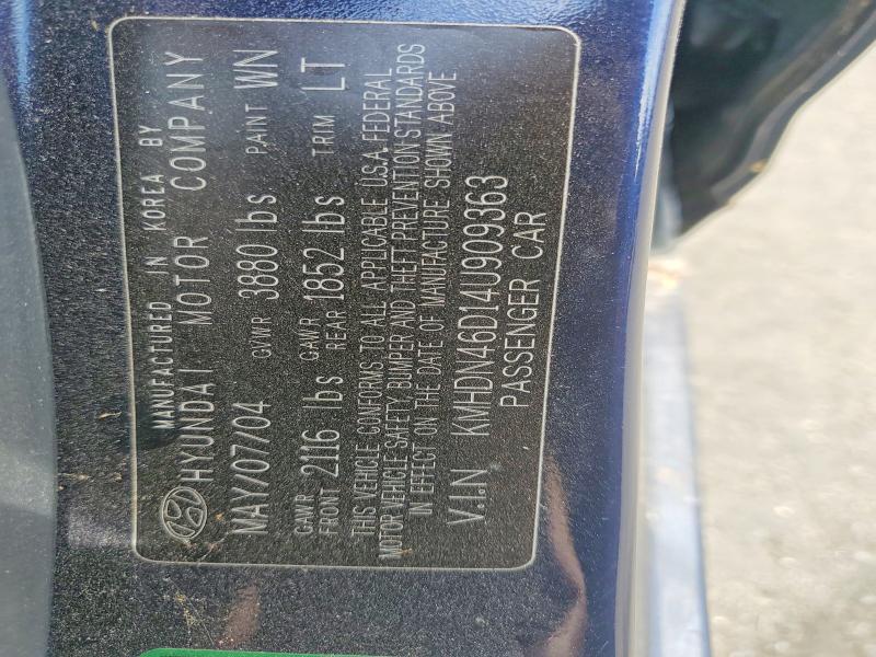 Продажа на аукционе авто 2004 Hyundai Elantra, vin: KMHDN46D14U909363, номер лота: 59727816