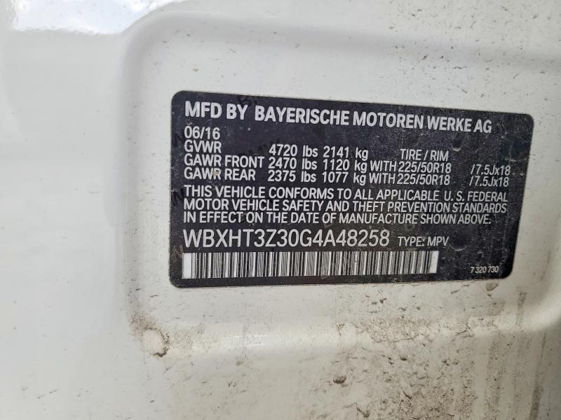 60982776 :رقم المزاد ، WBXHT3Z30G4A48258 vin ، 2016 Bmw X1 مزاد بيع