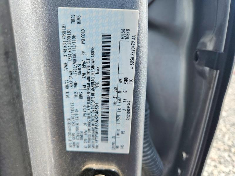 Продажа на аукционе авто 2022 Ford F150, vin: 1FTFW1P83NKE40591, номер лота: 61466456