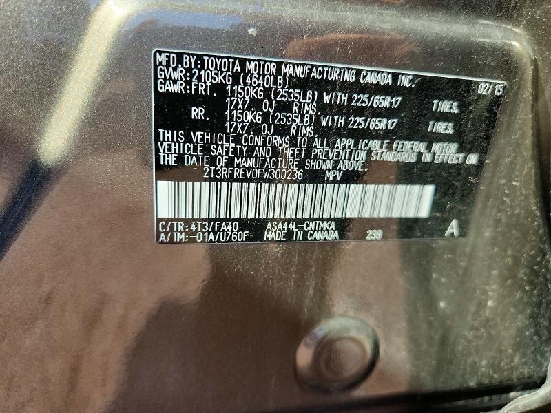 Aukcja sprzedaży 2015 Toyota Rav4, vin: 2T3RFREV0FW300236, numer aukcji: 79135395