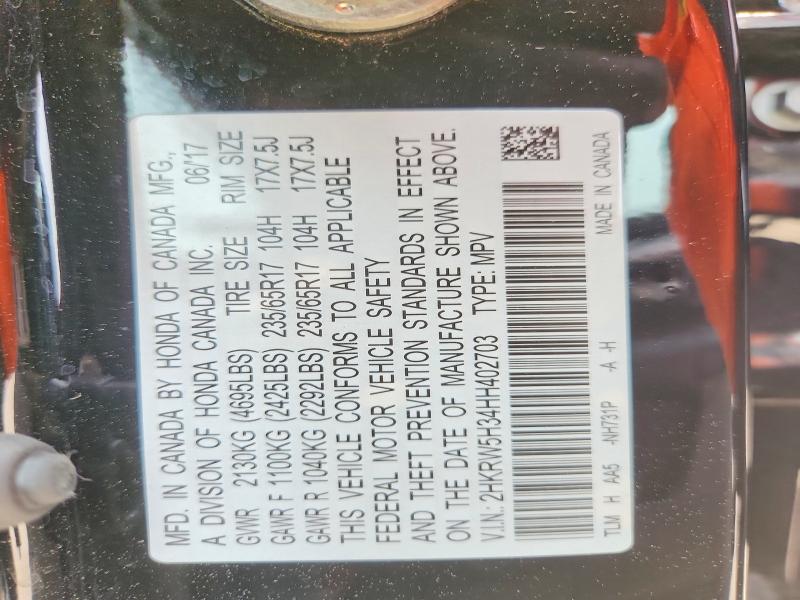 Продажа на аукционе авто 2017 Honda Cr-v, vin: 2HKRW5H34HH402703, номер лота: 59996716
