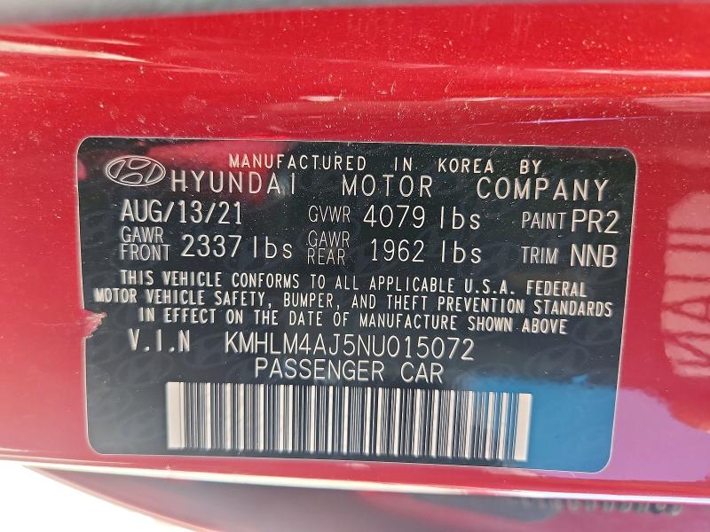 Auction sale of the 2022 Hyundai Elantra, vin: KMHLM4AJ5NU015072, lot number: 60057836