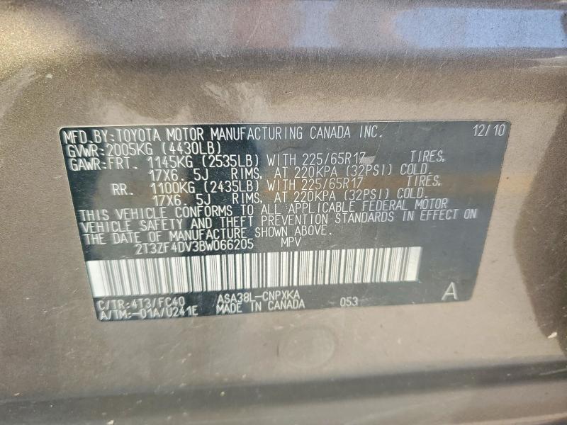 Продаж на аукціоні авто 2011 Toyota Rav4, vin: 2T3ZF4DV3BW066205, номер лоту: 60014366
