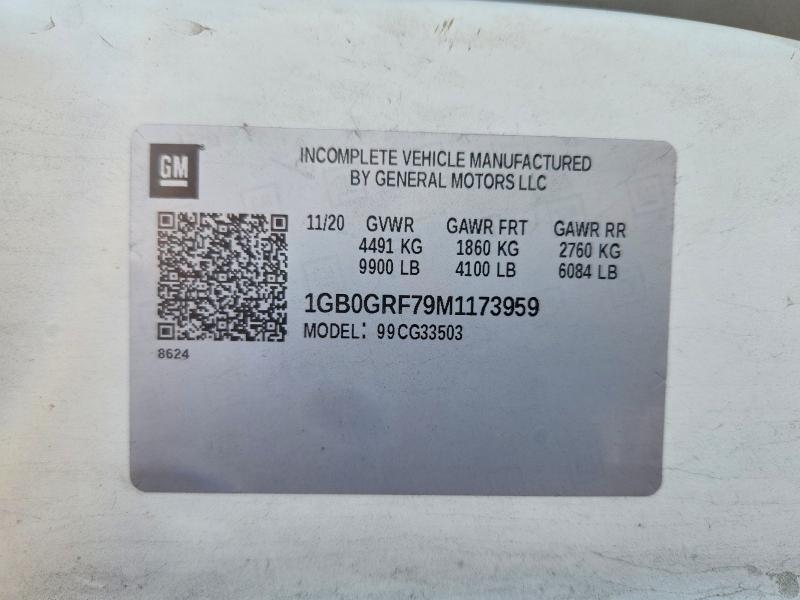 Aukcja sprzedaży 2021 Chevrolet Express G3500, vin: 1GB0GRF79M1173959, numer aukcji: 60937486