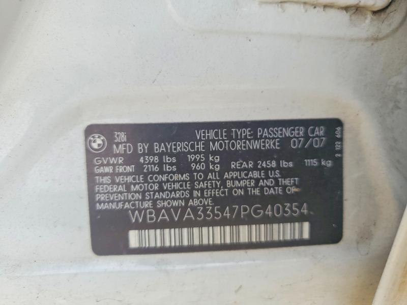 Продажа на аукционе авто 2007 Bmw 328, vin: WBAVA33547PG40354, номер лота: 60500326
