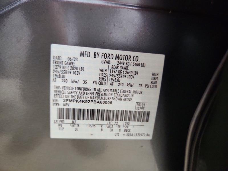 62916546 :رقم المزاد ، 2FMPK4K92PBA60006 vin ، 2023 Ford Edge مزاد بيع