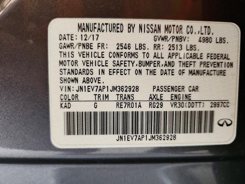 Продажа на аукционе авто 2018 Infiniti Q50, vin: JN1EV7AP1JM362928, номер лота: 62972226