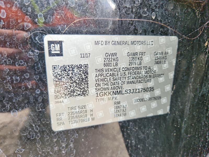 2018 Gmc Acadia მანქანა იყიდება აუქციონზე, vin: 1GKKNMLS3JZ175035, აუქციონის ნომერი: 63124776