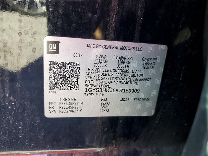 Aukcja sprzedaży 2019 Cadillac Escalade, vin: 1GYS3HKJ5KR150909, numer aukcji: 61344666
