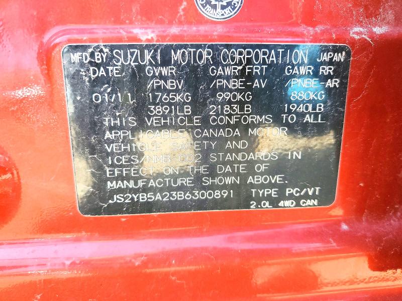 60326686 :رقم المزاد ، JS2YB5A23B6300891 vin ، 2011 Suzuki Sx4 مزاد بيع